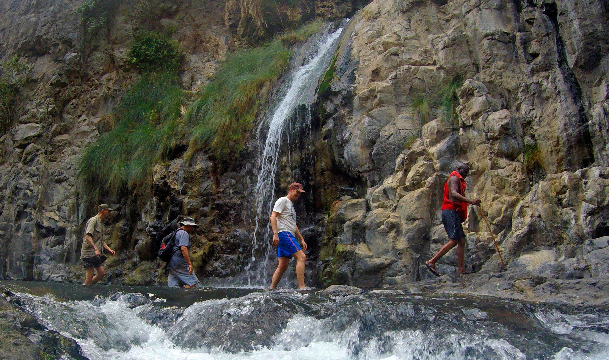 Waterfall walk Lake Natron