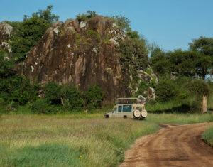 Safari vehicle on bird watching safari