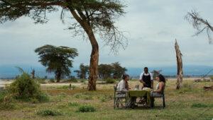 Outdoor dinner on mobile camping safari