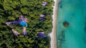 Luftaufnahme der Fundu Lagoon Lodge auf der Insel Pemba