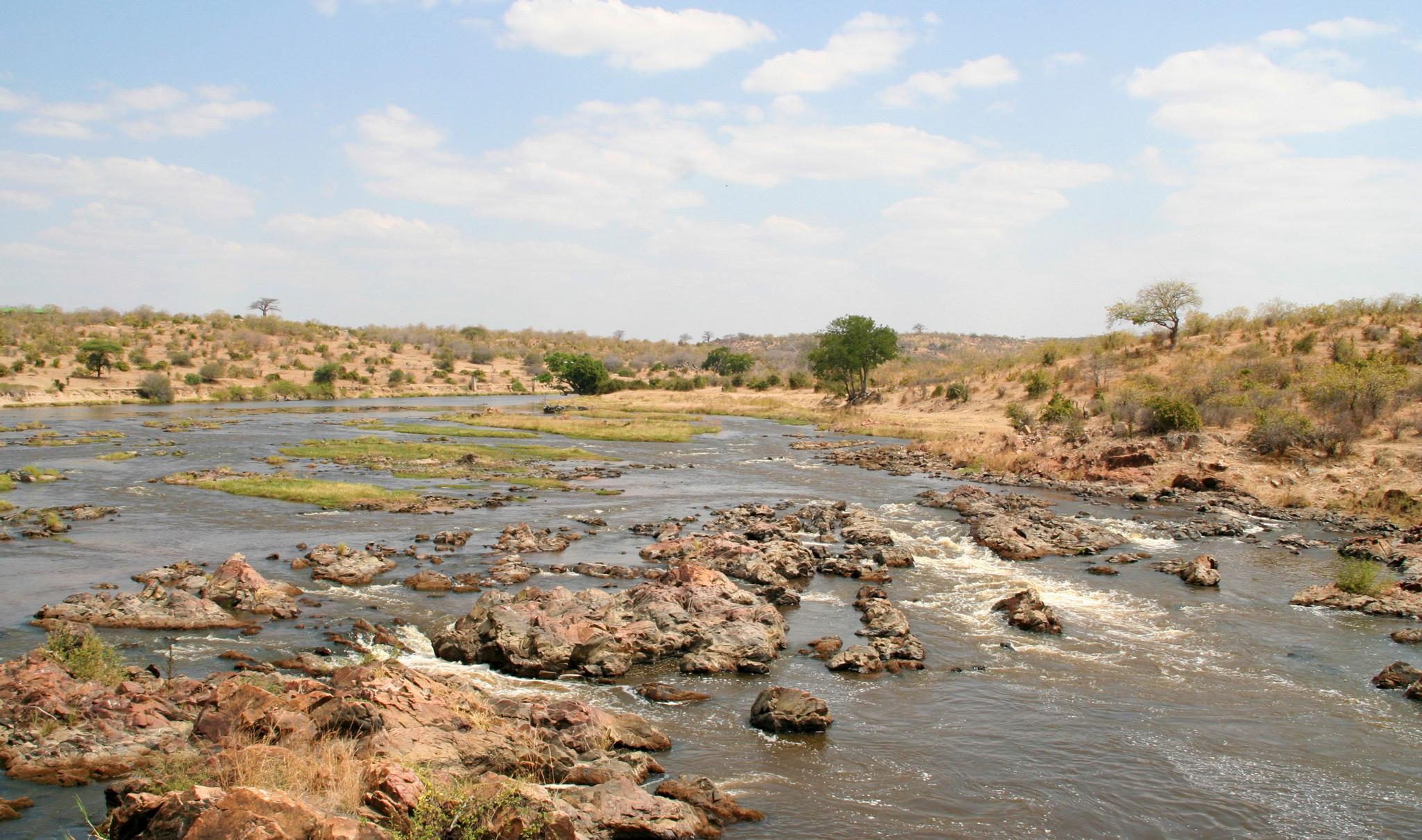 A river landscape in Ruaha National Park, a hidden gem in Tanzania