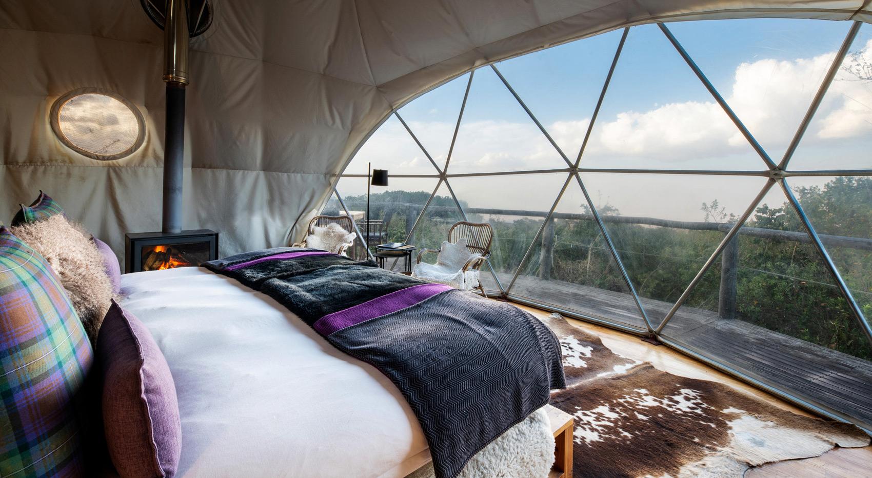 Ein Foto eines der Schlafzimmer im The Highlands am Rand des Ngorongoro Kraters. 