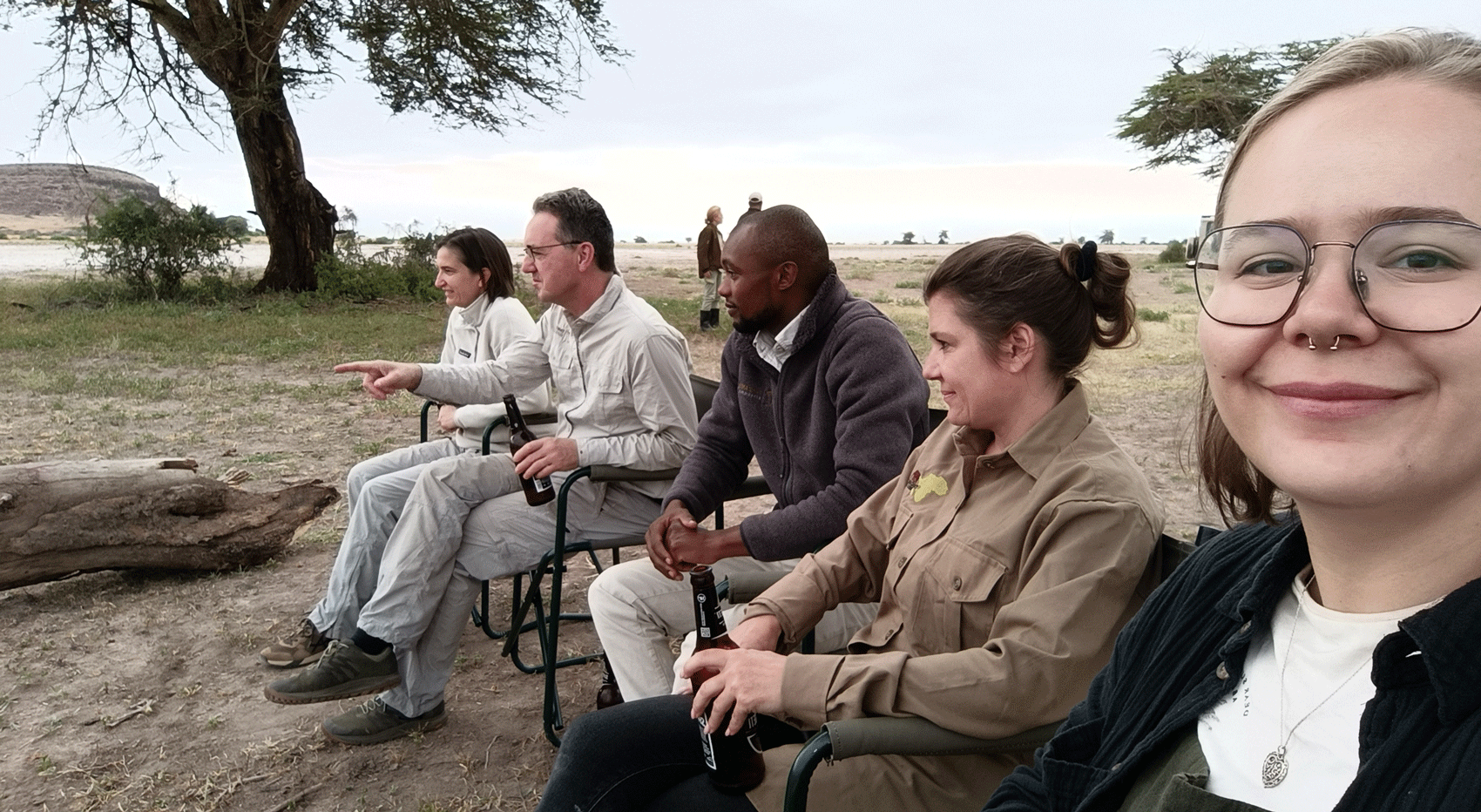 Anastasia and the rest of the team on their mobile camping safari in West Kilimanjaro. Anastasia and the rest of the team on their mobile camping safari in West Kilimanjaro.