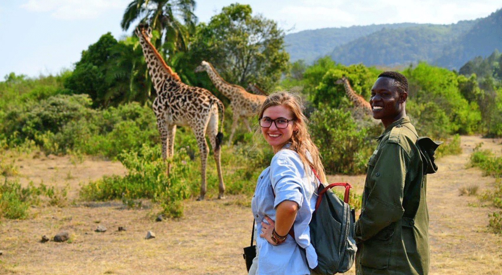Kornelia, our travel expert on a walking safari in Arusha National Park. Kornelia, our travel expert on a walking safari in Arusha National Park.